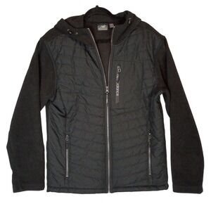 New Balance Men's S Hybrid Full Zip Hooded Quilted Front Fleece Jacket Athletic